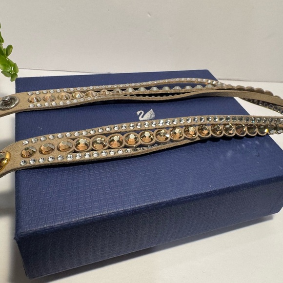 Swarovski Power Slake Tan Double Wrap Crystal Bracelet - Picture 14 of 14